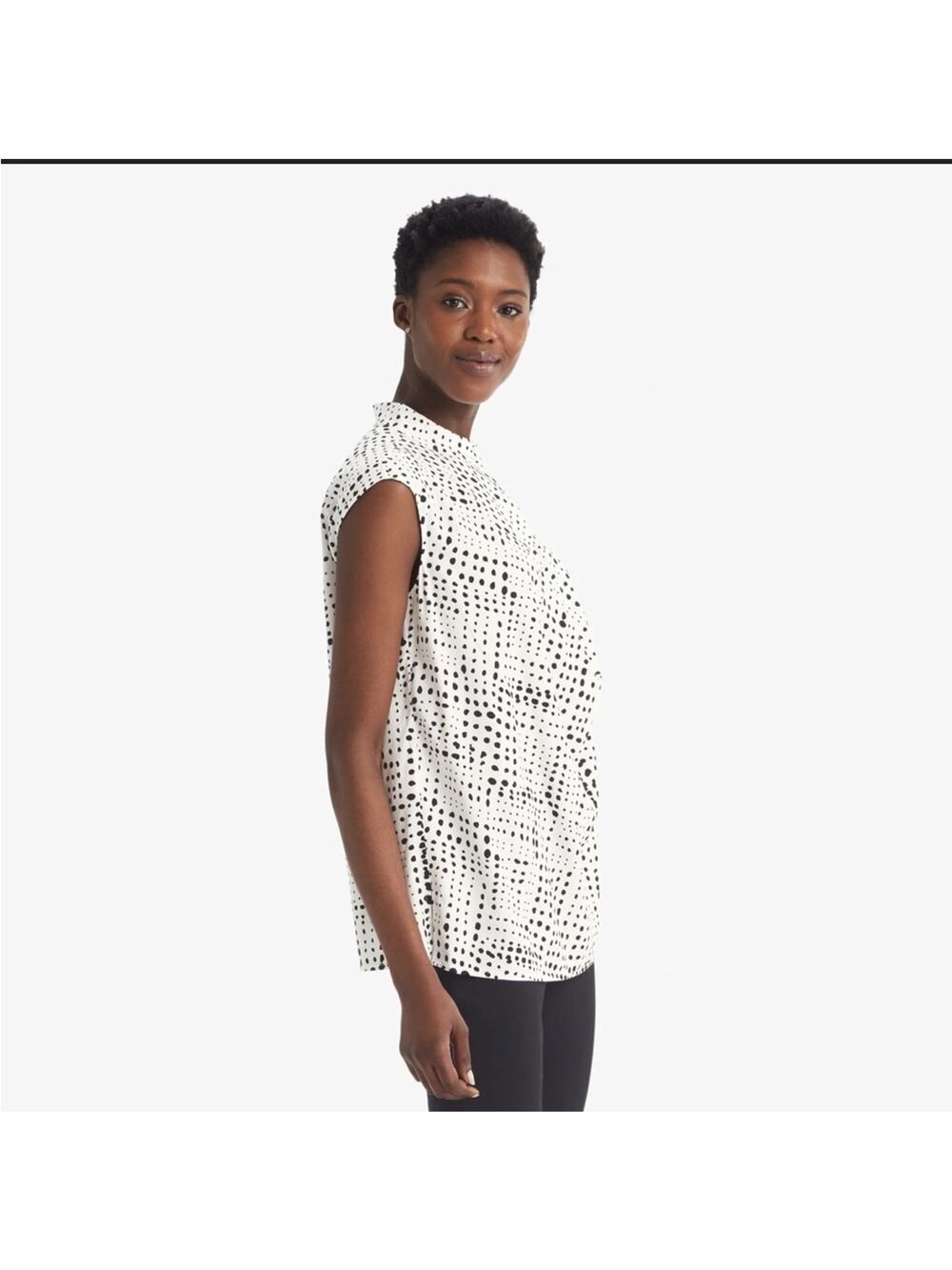 MM Lafleur Cristesta Black and White Patterned Blouse 3XL Career Professional